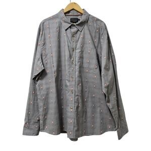 Pendleton Mens Geometric Aztec Embroidered Button Up Shirt Size XXL Gray Country